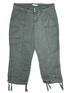 Ricki’s  Green Khaki Cinch Tie Bottom 4 Pocket Lightweight Cargo Capri 8